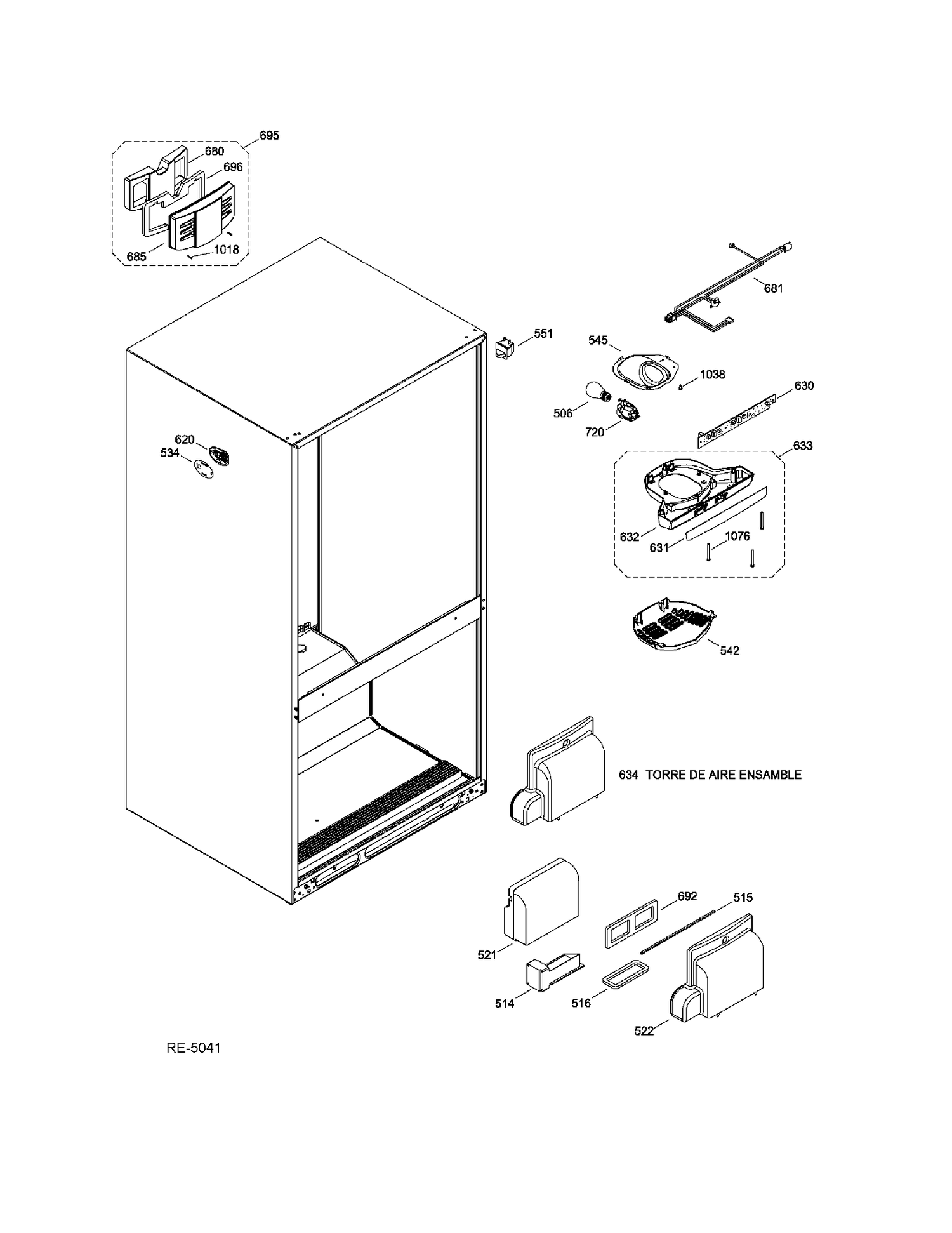 FUNCTIONAL PARTS FF Diagram and Parts List for GDSC0KBXERWW  General Electric Refrigerator