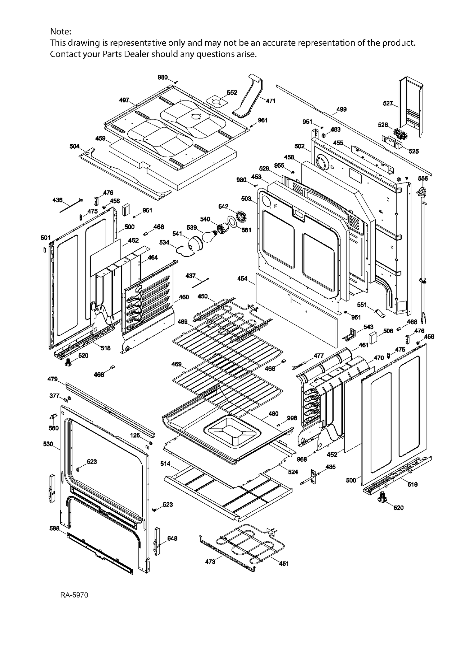 BODY PARTS Diagram and Parts List for JCBS660SF3SS  General Electric Range