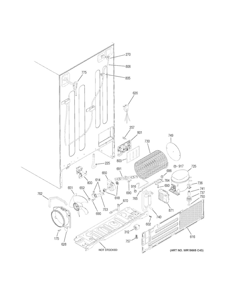 Machine Compartment Diagram and Parts List for GSE23GSKECSS  General Electric Refrigerator