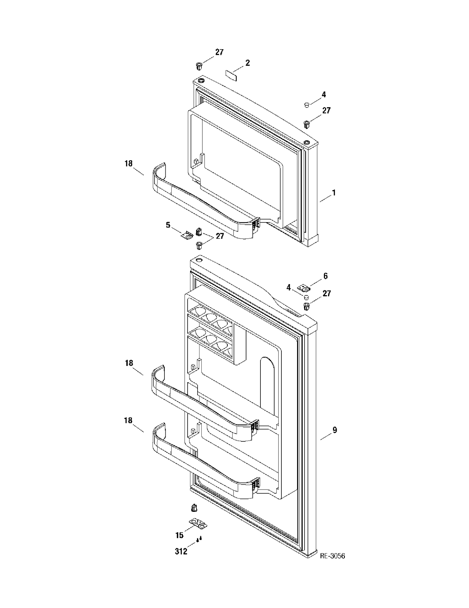 DOOR PARTS Diagram and Parts List for MTR09UAXWW  General Electric Refrigerator