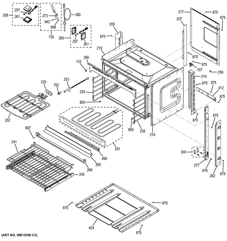 Body Parts Diagram and Parts List for CT9800SH3SS  General Electric Microwave Oven Combo