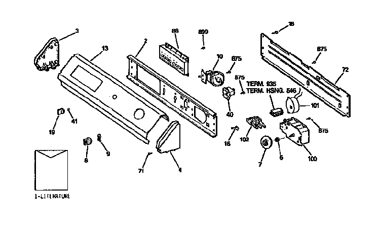 Control Panel Diagram and Parts List for WWA9835SALWW  General Electric Washer