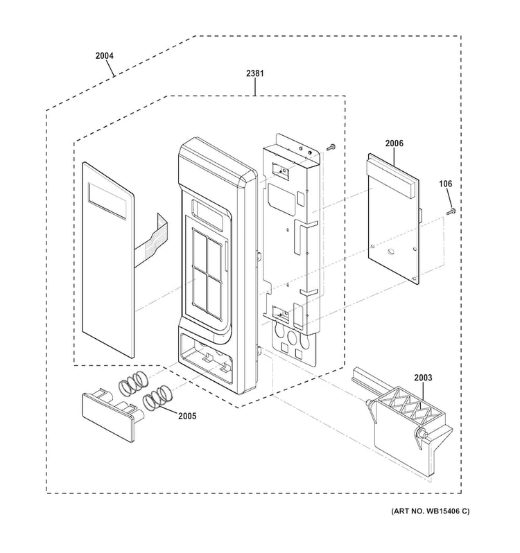 Control Parts Diagram and Parts List for JES1451DS2WW  General Electric Microwave