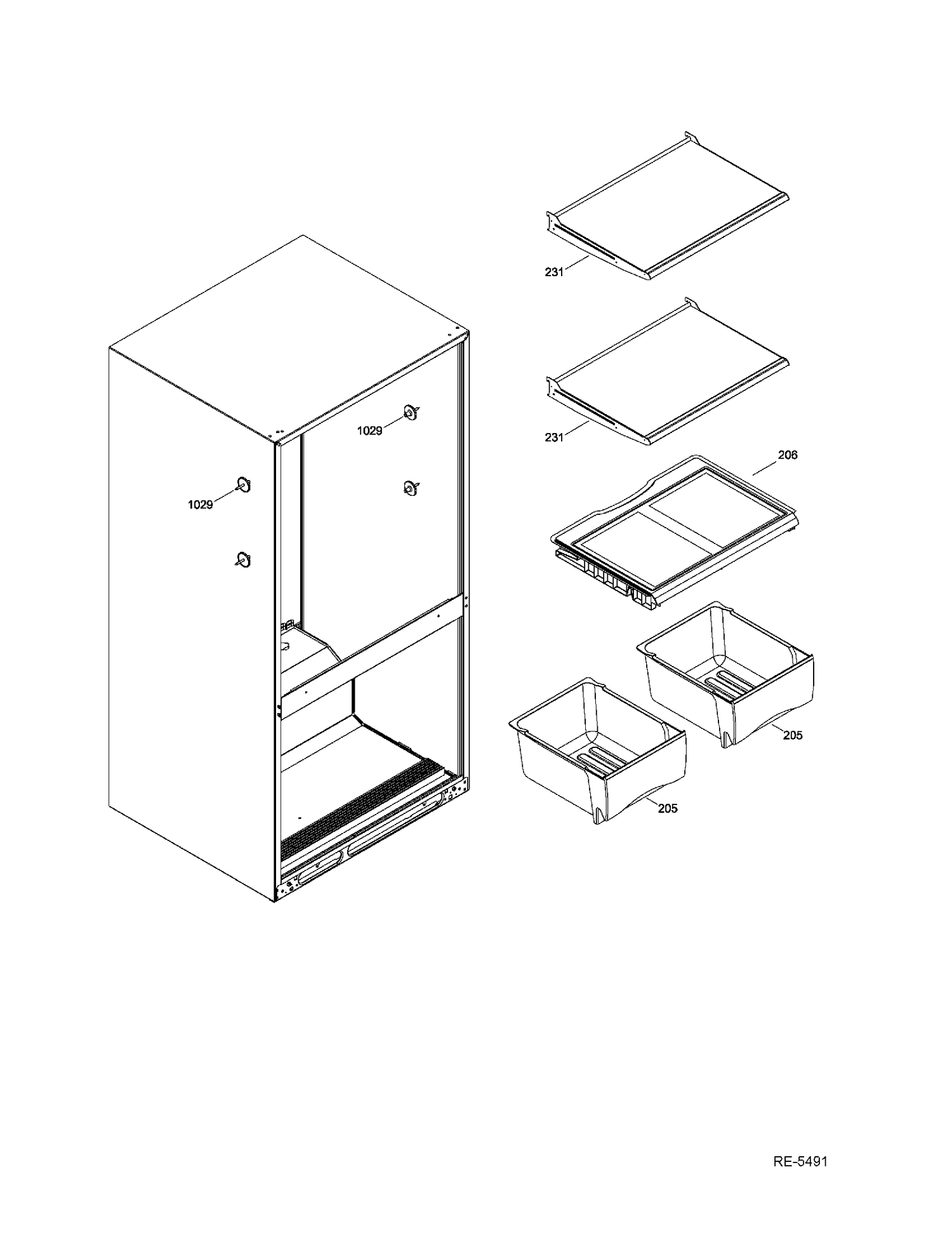 FF SHELVES Diagram and Parts List for GBR20DSEARBB  General Electric Refrigerator