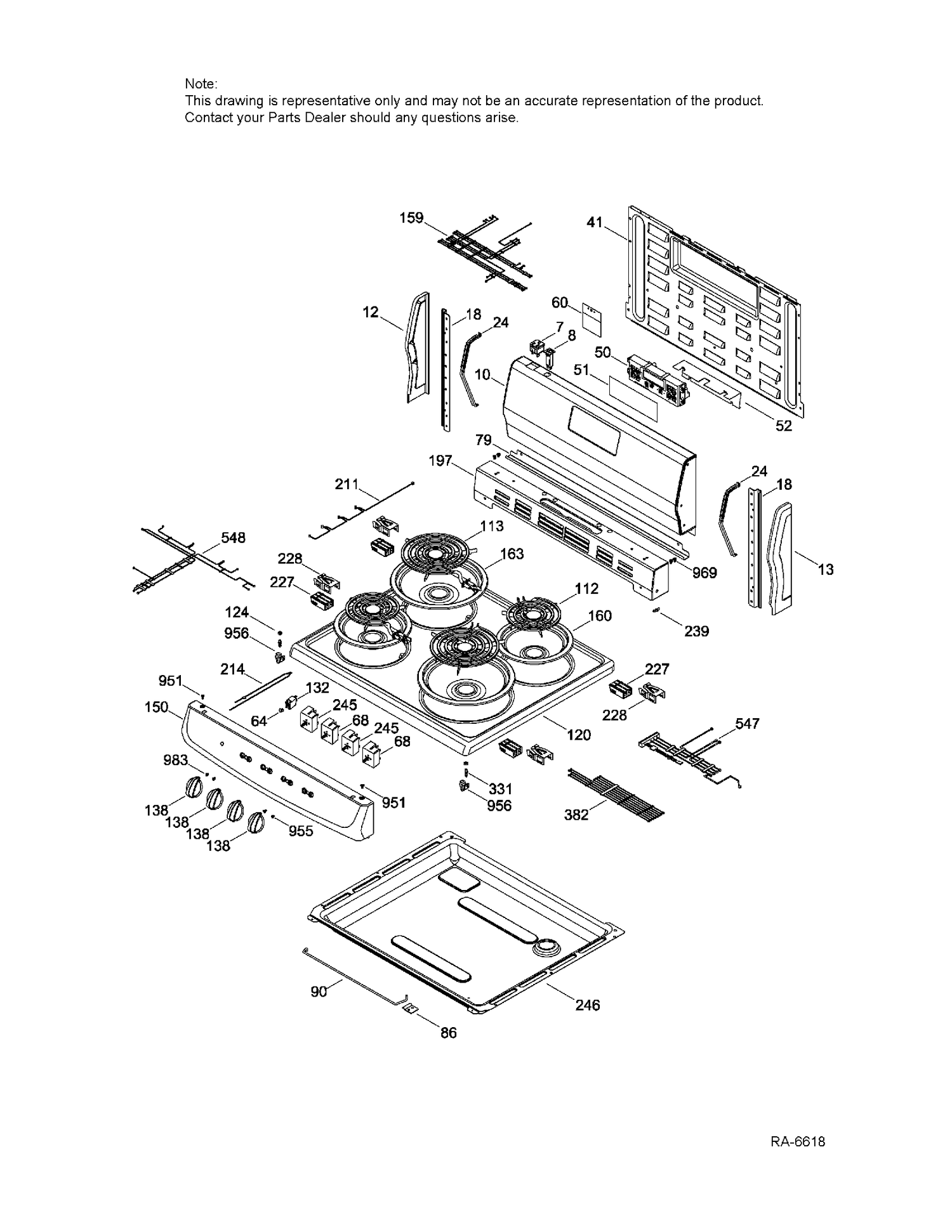 CONTROL PANEL & COOKTOP Diagram and Parts List for JCAP750WM3WW  General Electric Range