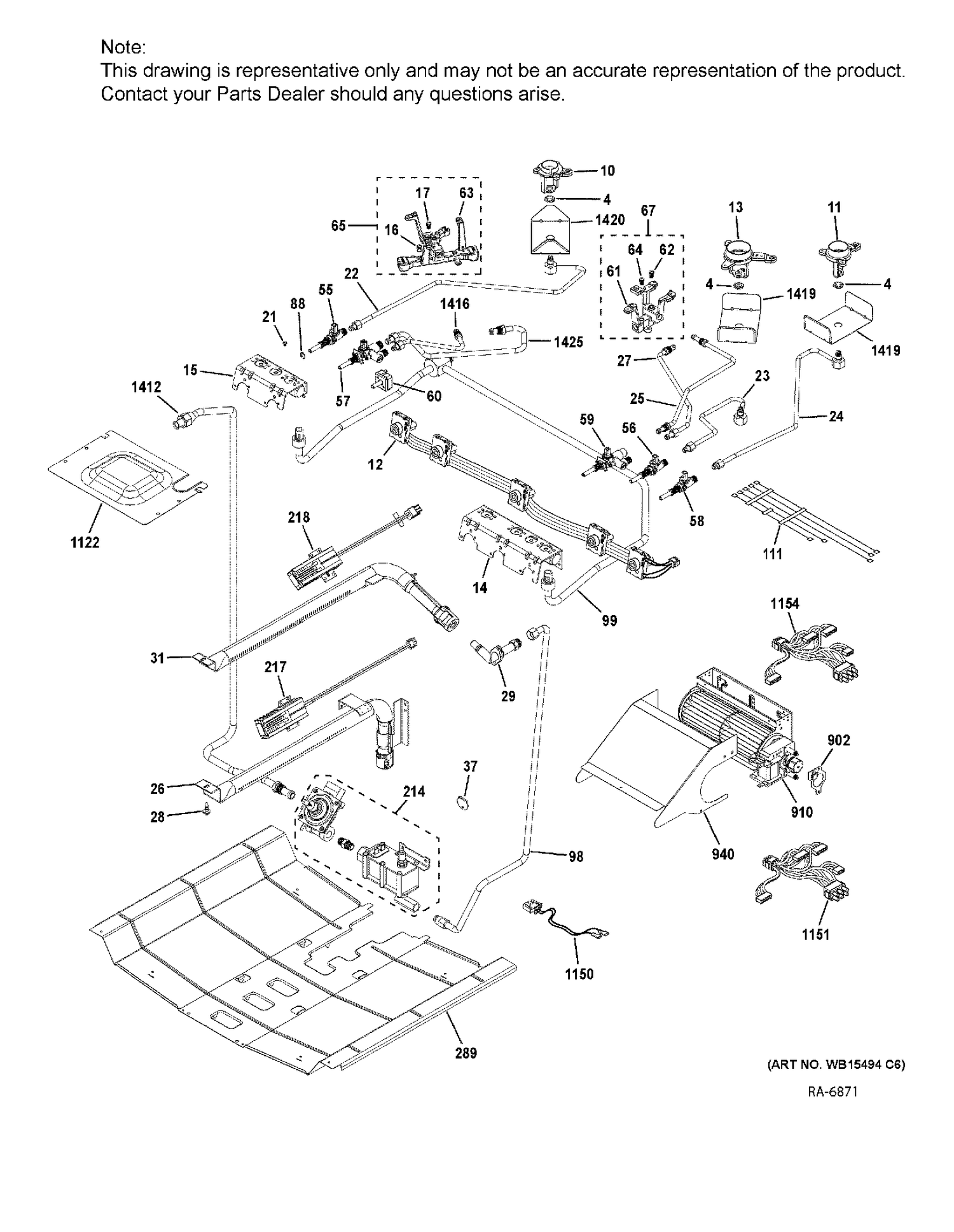 GAS & BURNER PARTS Diagram and Parts List for PCGS930SEL1SS  General Electric Range