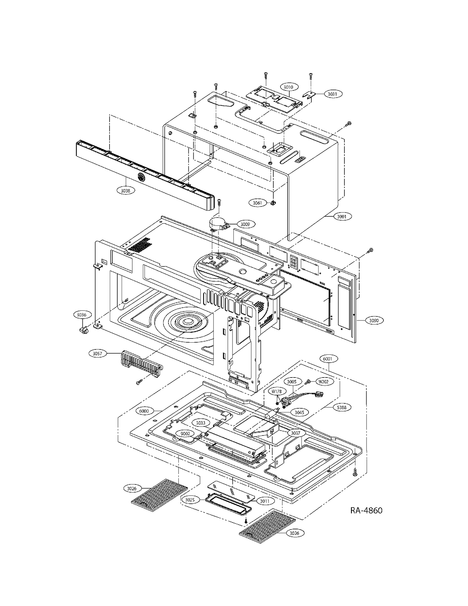 BODY PARTS Diagram and Parts List for CVM1790SSSSC01  General Electric Microwave