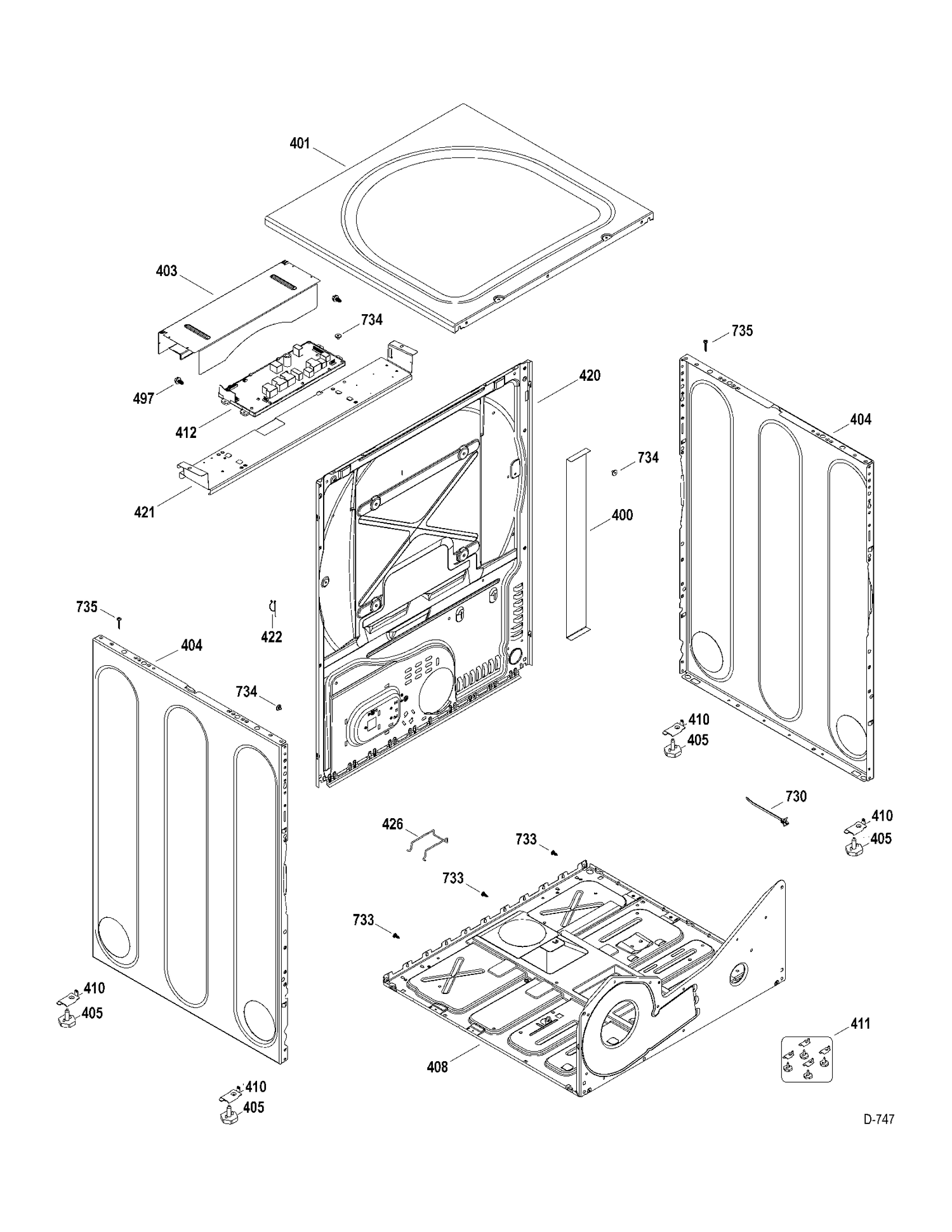 CABINET Diagram and Parts List for GFMN245EL0MS  General Electric Washer