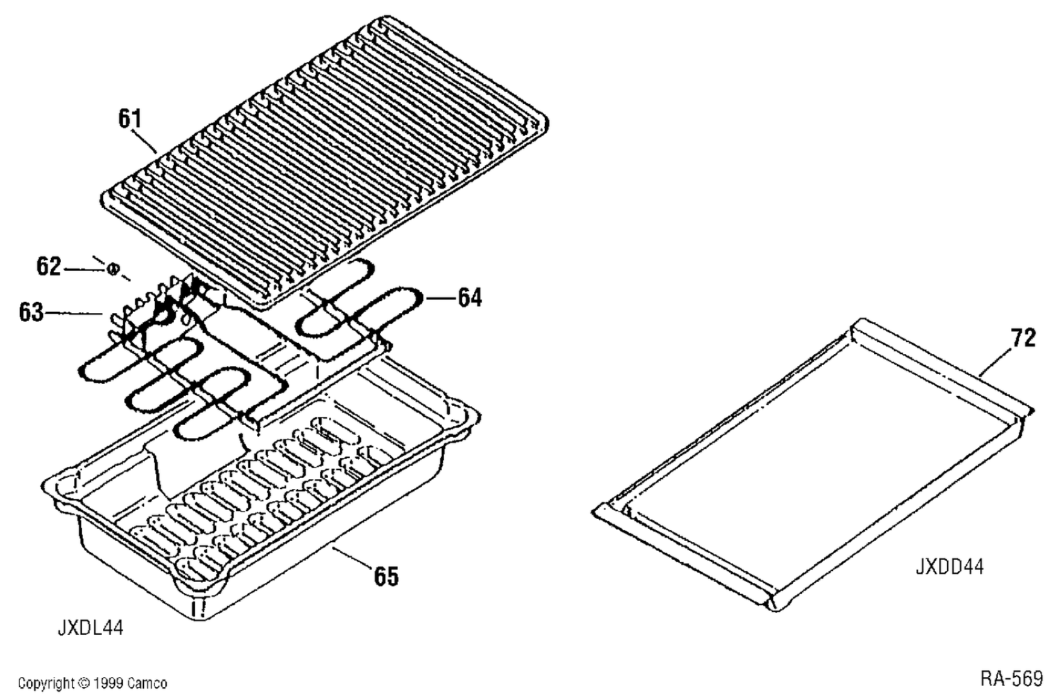 TOTAL ASSEMBLY Diagram and Parts List for JXDD4401C  General Electric Range