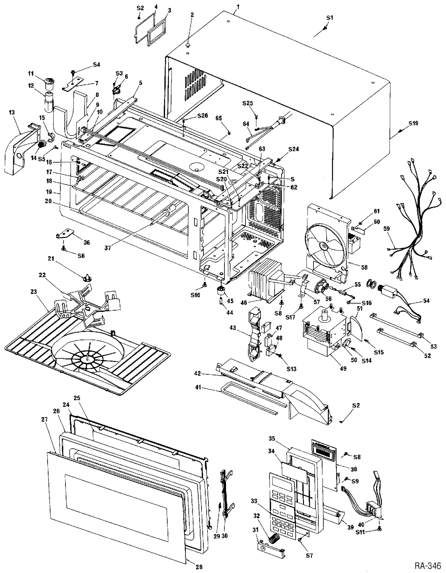 BODY PARTS Diagram and Parts List for JEM31LWCL04  General Electric Microwave
