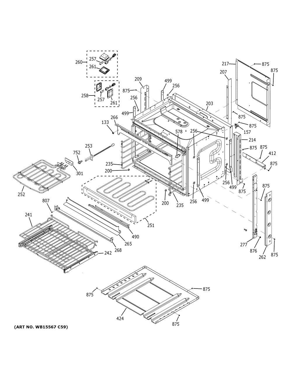 Body Parts Diagram and Parts List for PK7000FM2DS  General Electric Wall Oven