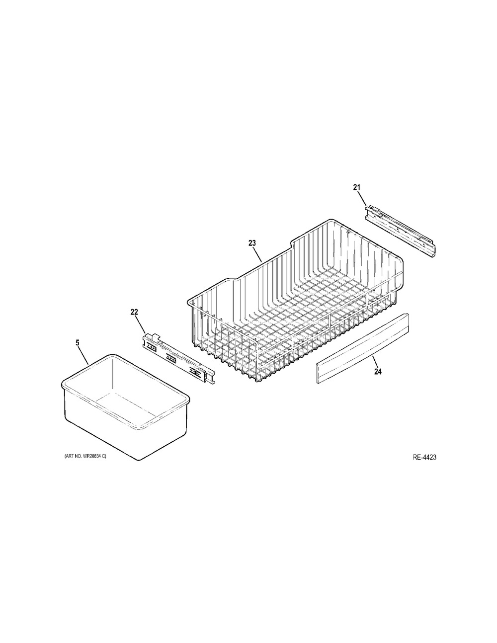 Fz Shelves Diagram and Parts List for PFE29PSDSS  General Electric Refrigerator