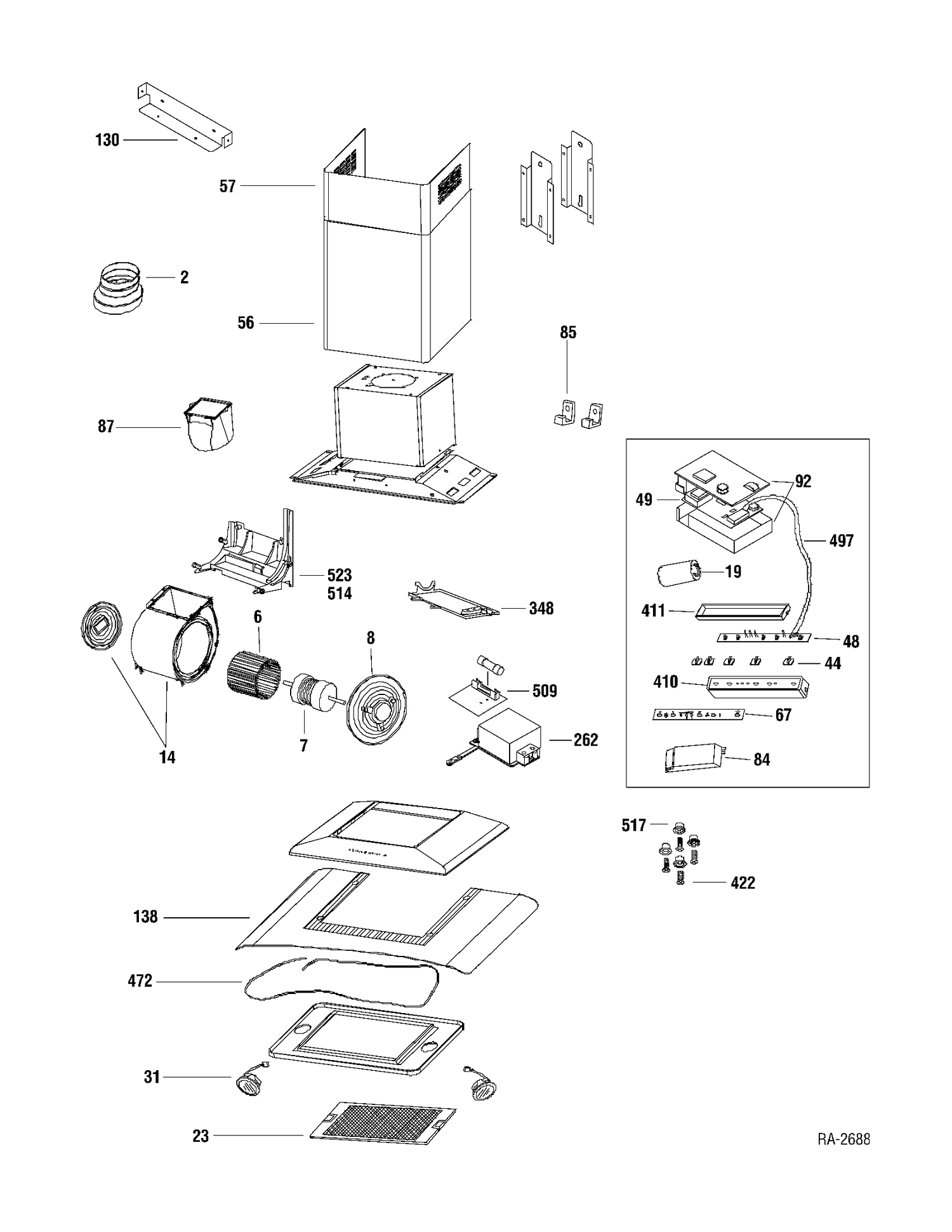 RANGE HOOD Diagram and Parts List for PVWG936M1SS  General Electric Range Hood