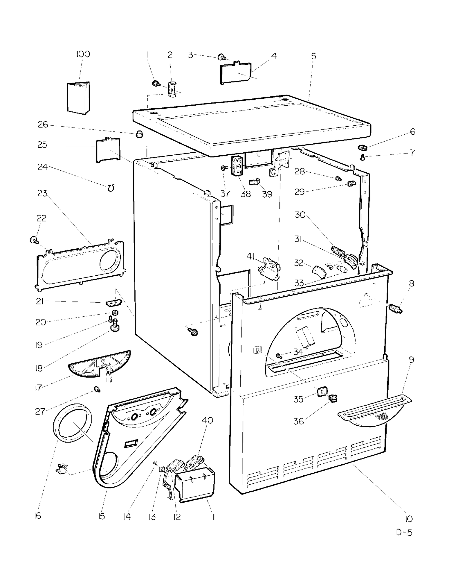 FRONT PANEL, WRAPPER & TOP PANEL Diagram and Parts List for 64050439  General Electric Dryer