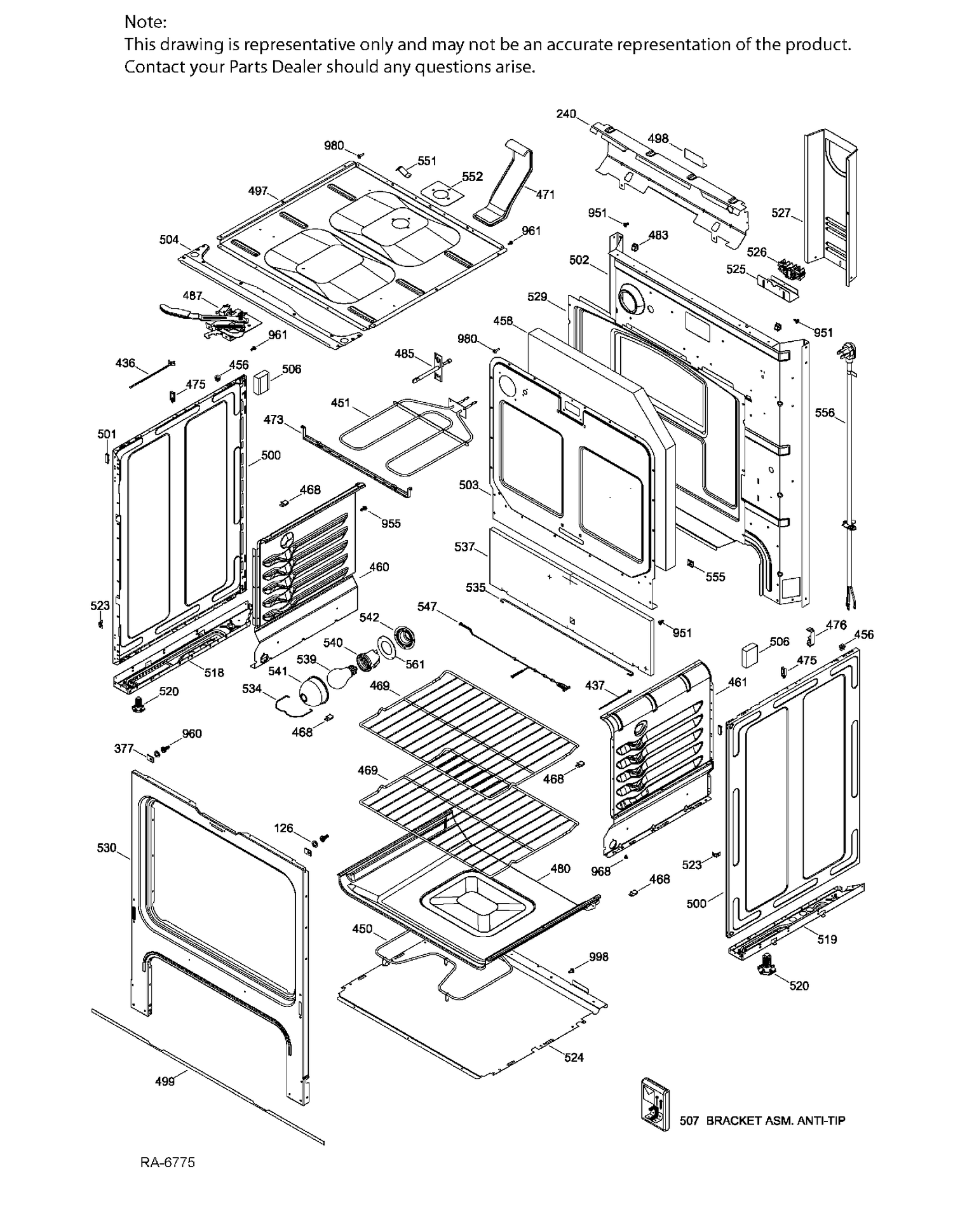BODY PARTS Diagram and Parts List for JCB630SK1SS  General Electric Range