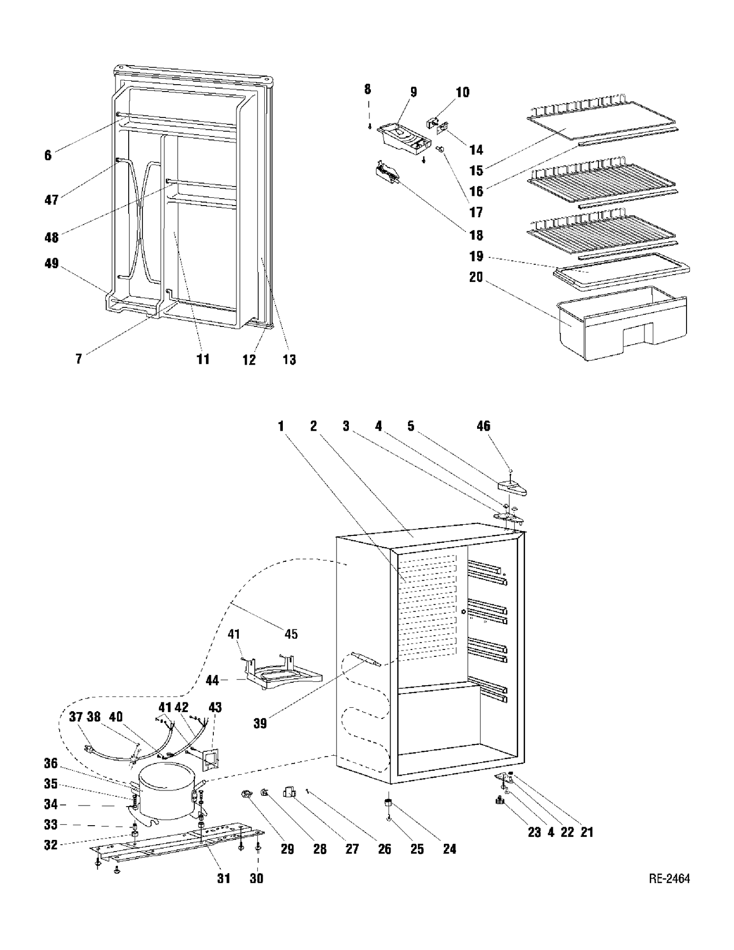 COMPLETE REF Diagram and Parts List for GAR04BATBABC  General Electric Refrigerator
