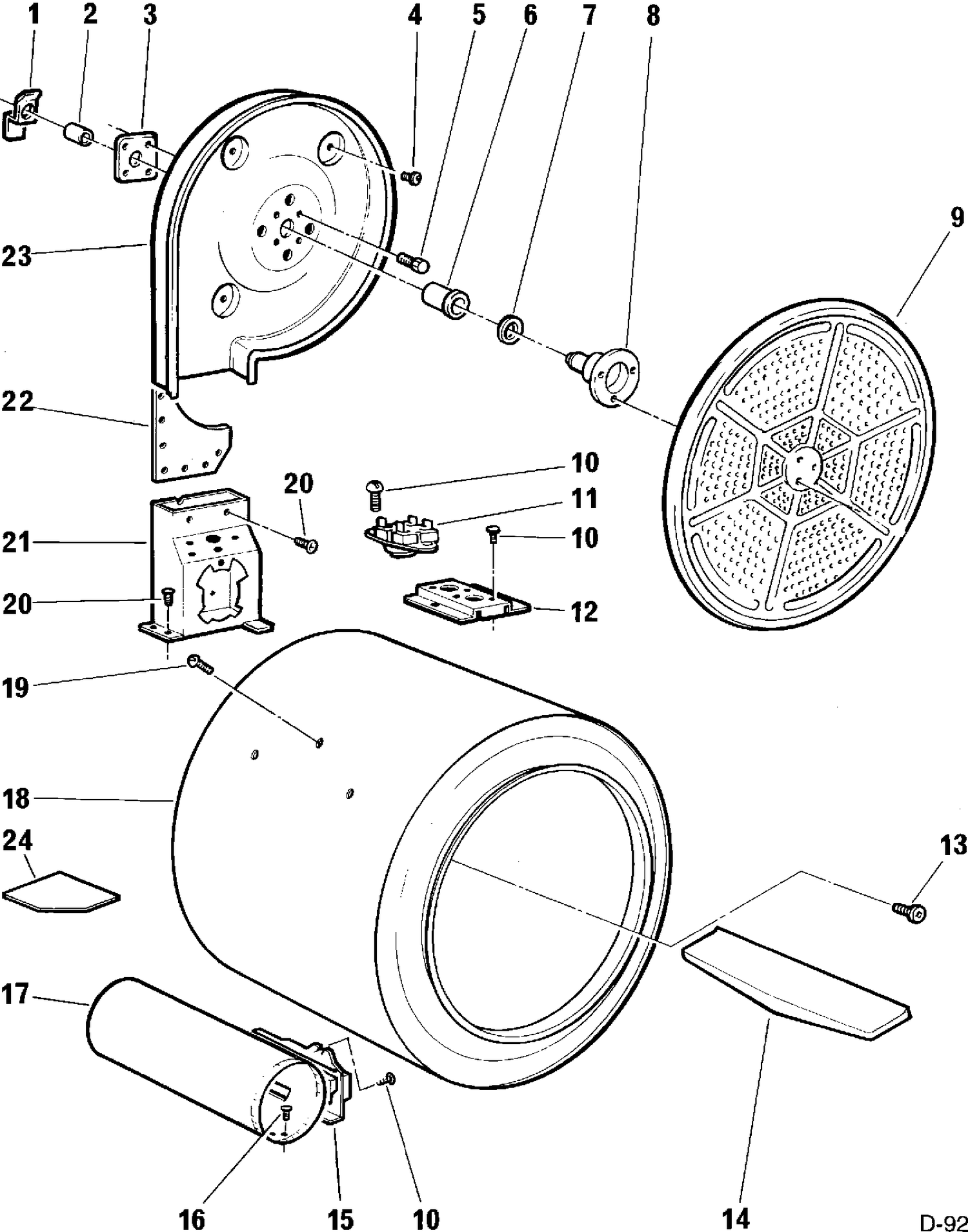 DRUM & DUCT Diagram and Parts List for MDG400L*129  General Electric Dryer