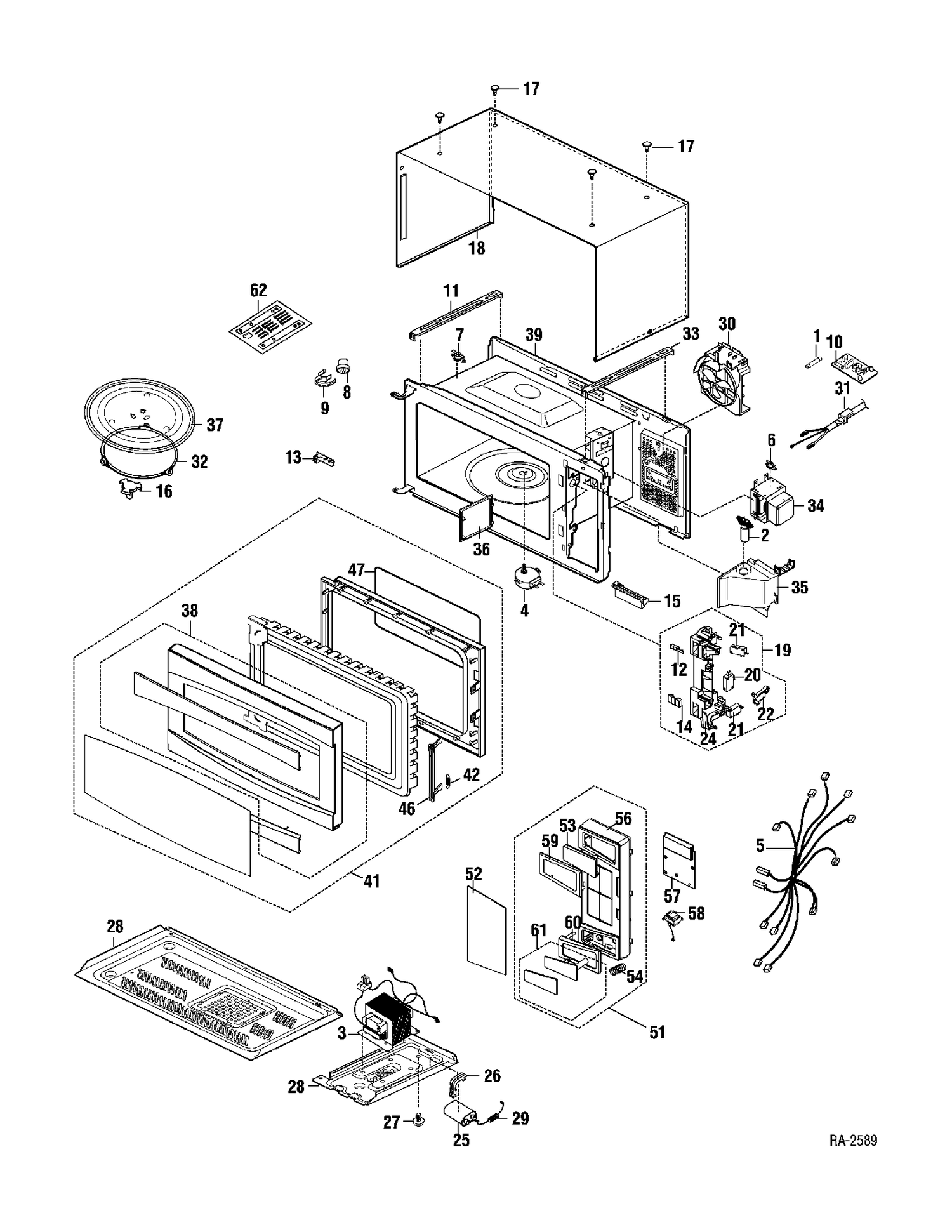 MICROWAVE Diagram and Parts List for PEM31SMC01  General Electric Microwave