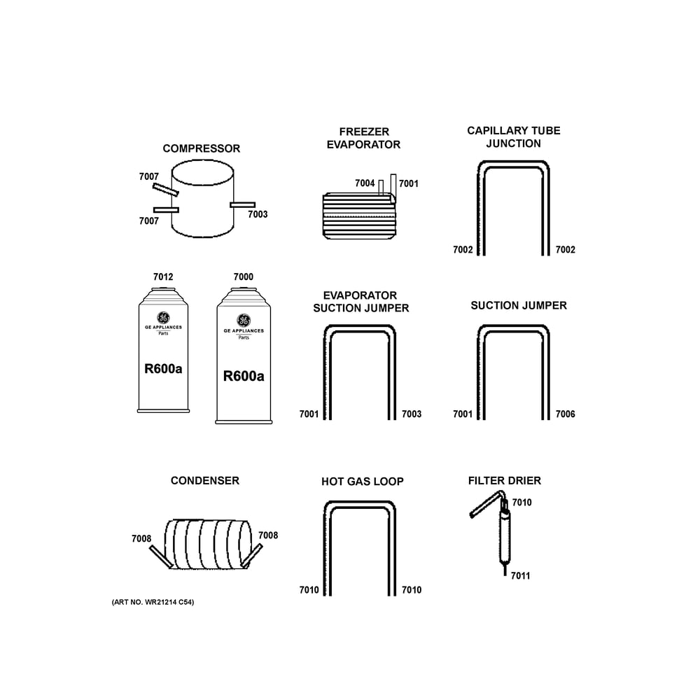 Lokring Connectors Diagram and Parts List for CSB48YP2NMS1  General Electric Refrigerator