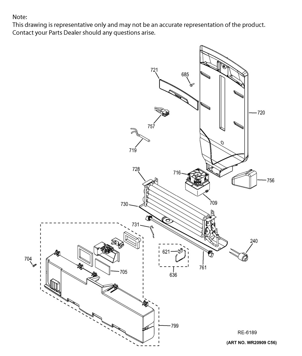 Fresh Food Section Diagram and Parts List for GSRC3KLZBFWW  General Electric Dishwasher