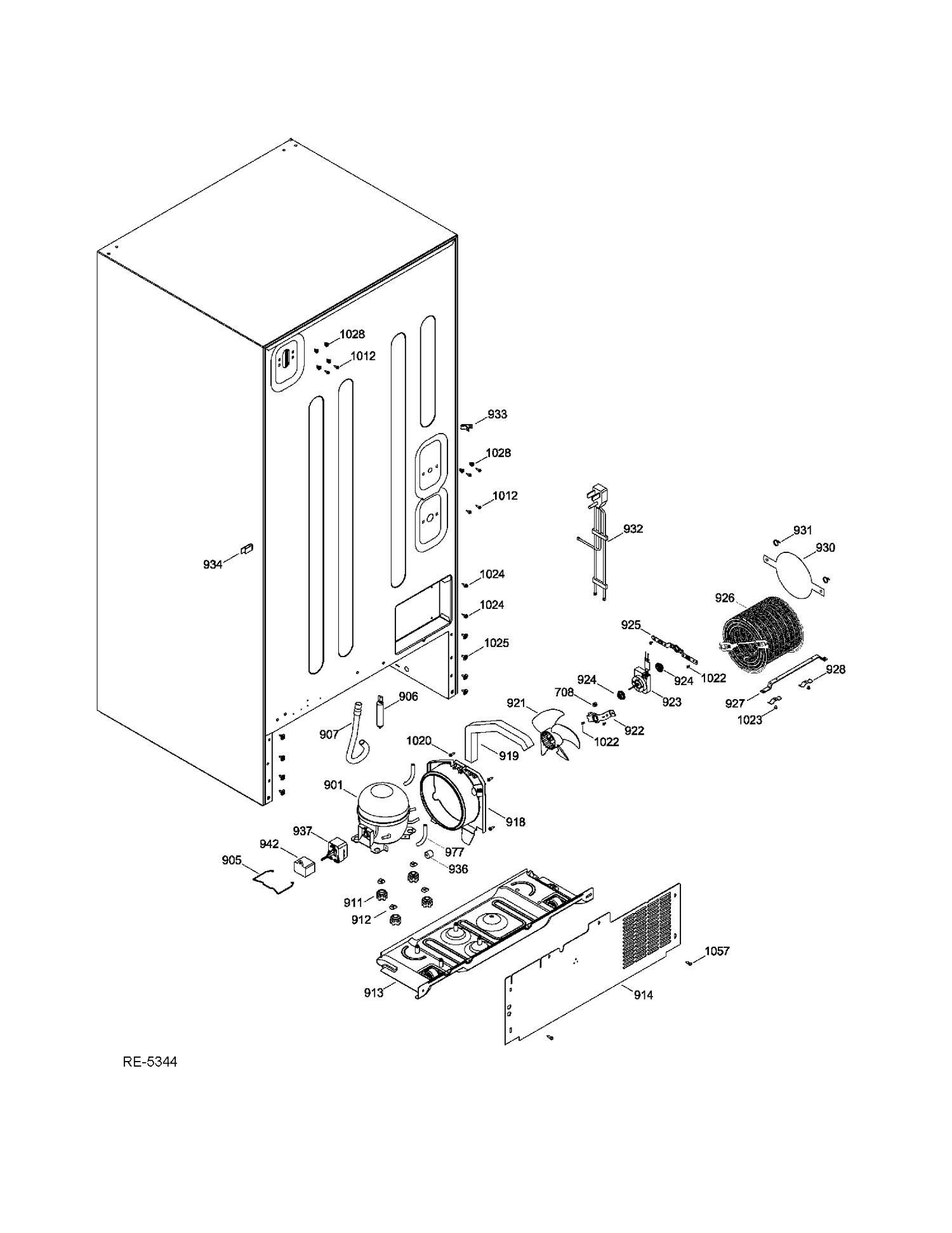 SEALED SYSTEM & MOTHERBOARD Diagram and Parts List for GBRS0GAXFRBS  General Electric Refrigerator