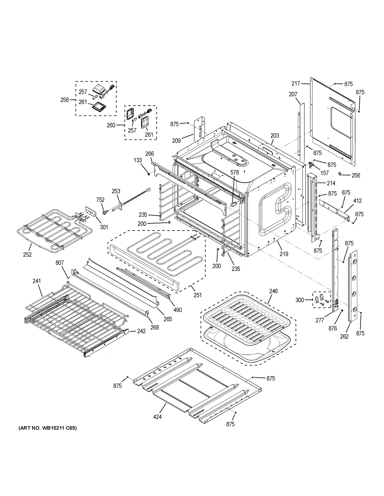 BODY PARTS Diagram and Parts List for CK7000SH3SS  General Electric Wall Oven