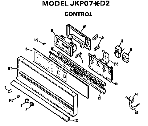 Controls Diagram and Parts List for JKP07*D2  General Electric Wall Oven