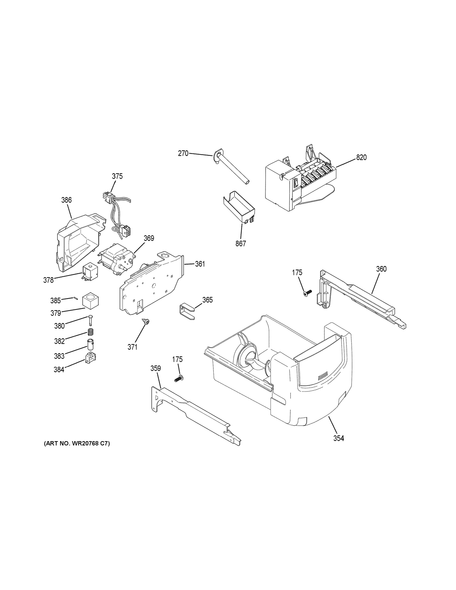 ICE MAKER & DISPENSER Diagram and Parts List for GSE25GSHJCSS  General Electric Refrigerator