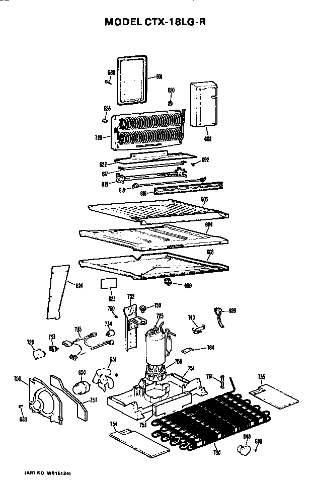 Unit Parts Diagram and Parts List for CTX18LGR  Hotpoint Refrigerator