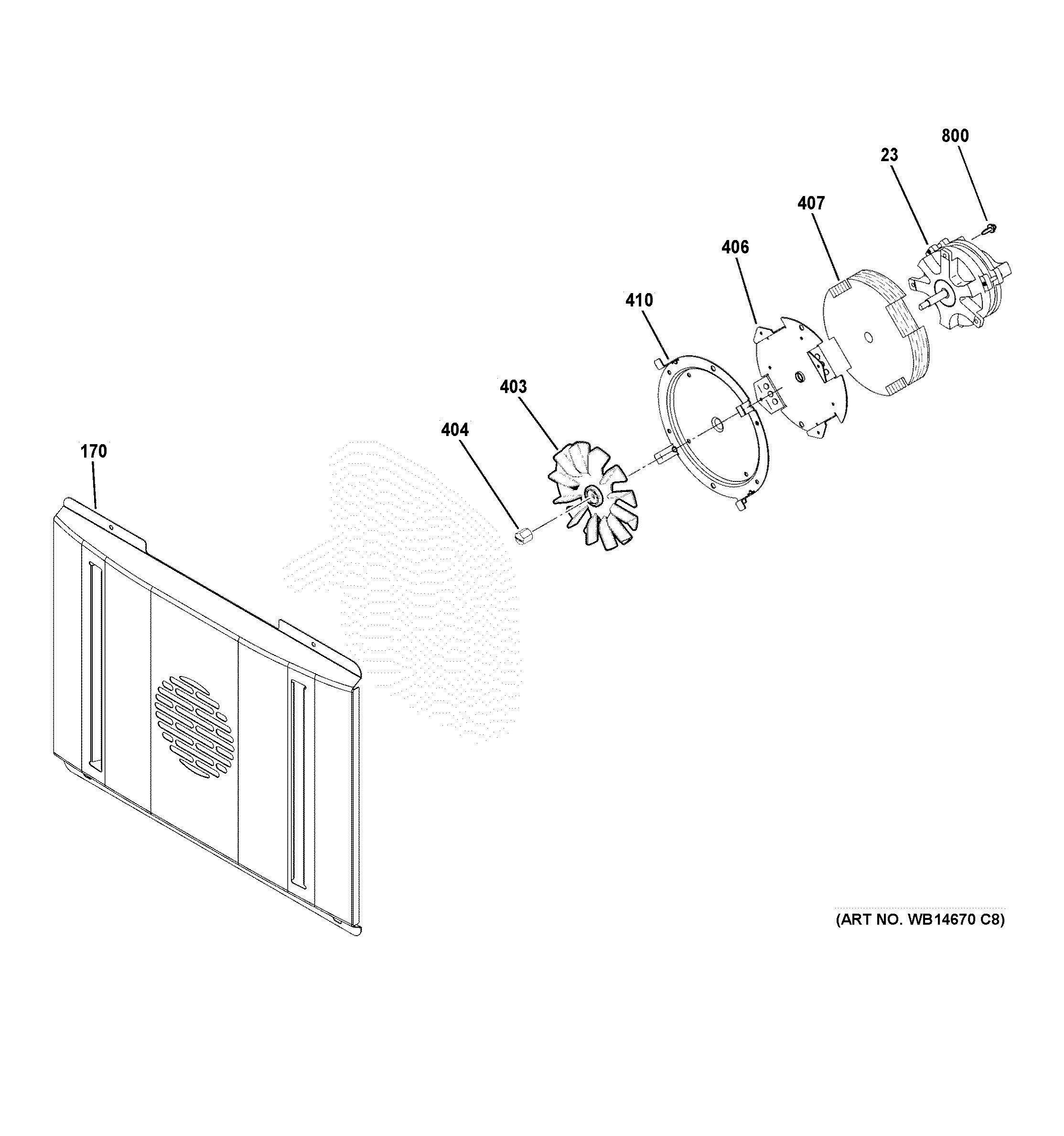 CONVECTION FAN Diagram and Parts List for CGY366SEL1SS  General Electric Range
