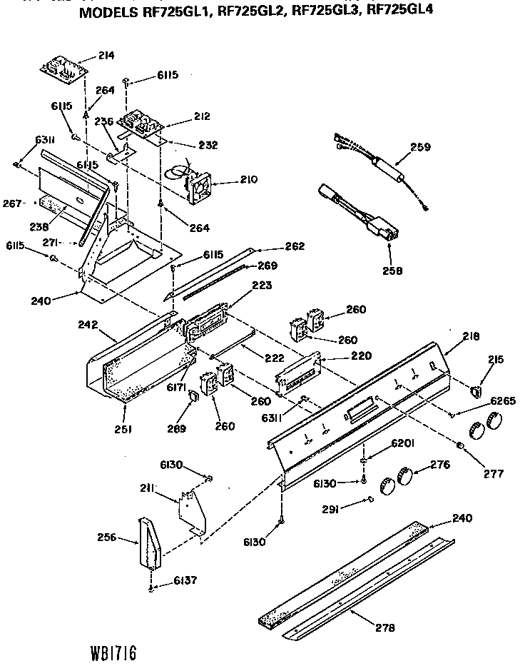 Control Panel Diagram and Parts List for RF725GL1G  Hotpoint Range