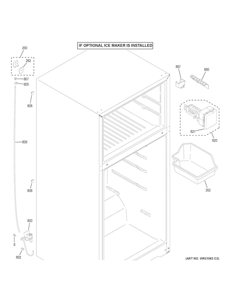 Ice Maker Diagram and Parts List for GTE18GMHBRES  General Electric Refrigerator