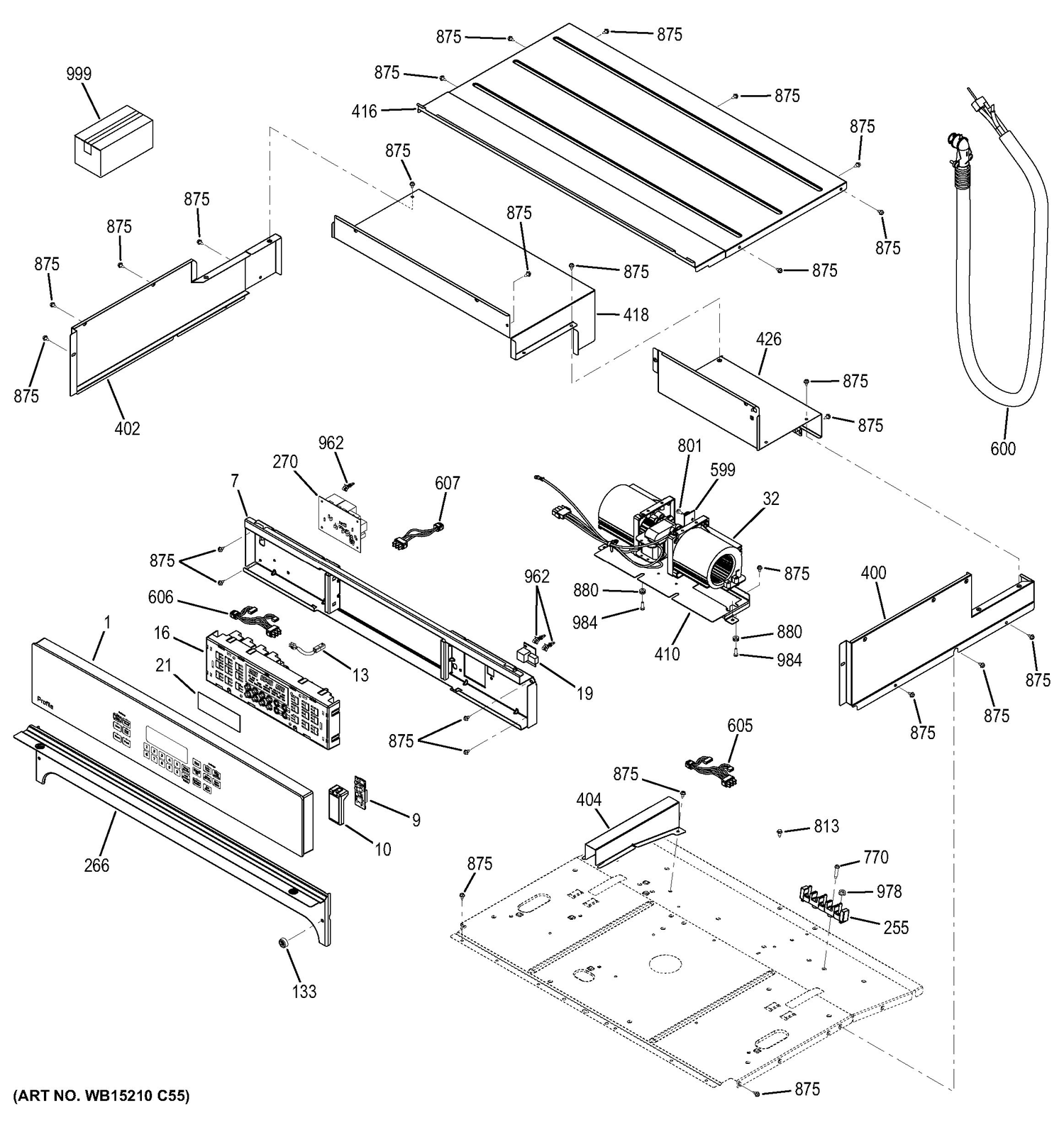 CONTROL PANEL Diagram and Parts List for PK7500DF5WW  General Electric Wall Oven