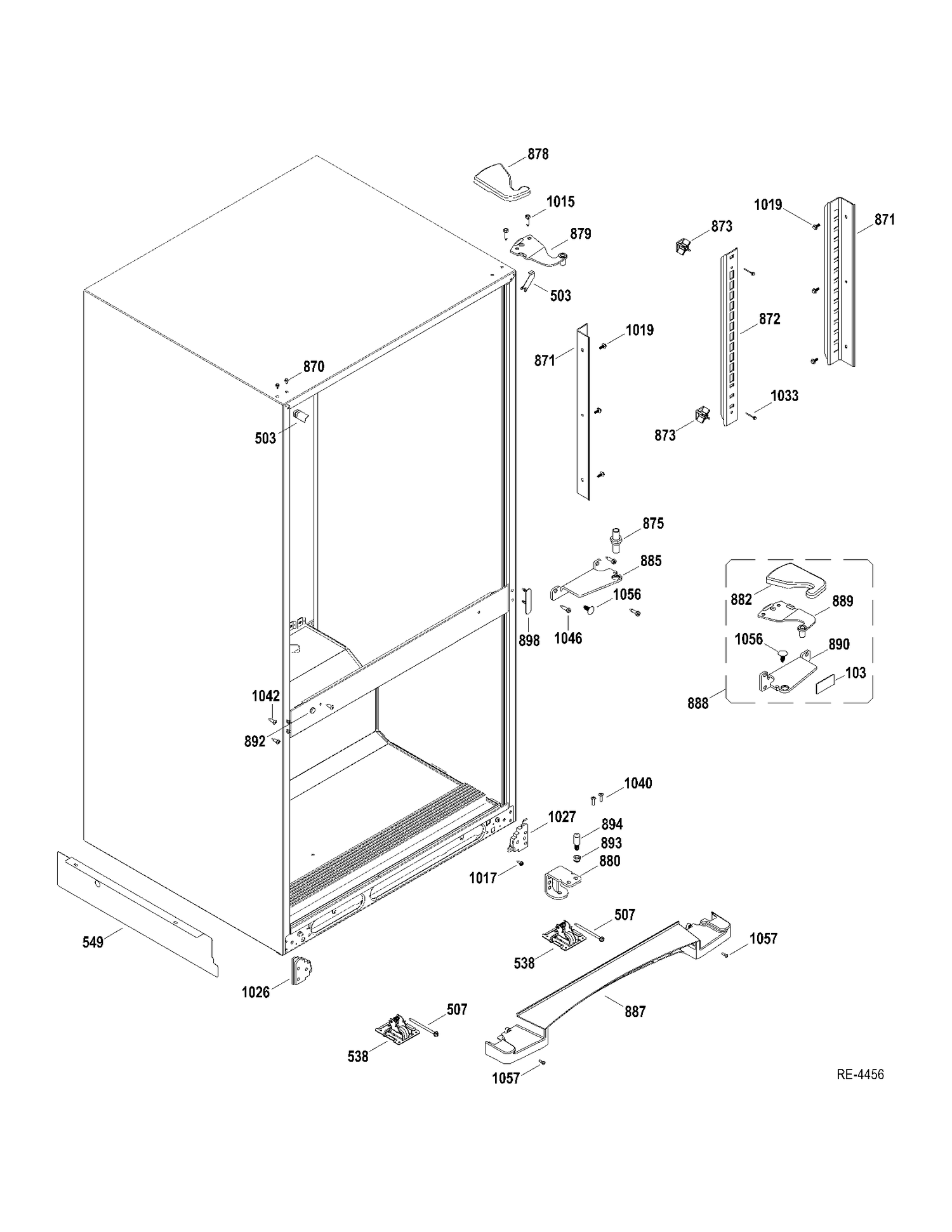 FF SECTION Diagram and Parts List for HBRC0GAXERWW  General Electric Refrigerator