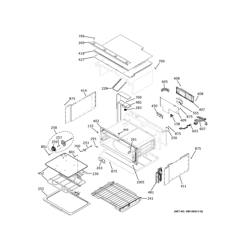 Upper Oven Diagram and Parts List for CTS92DM2N3S5  General Electric Wall Oven