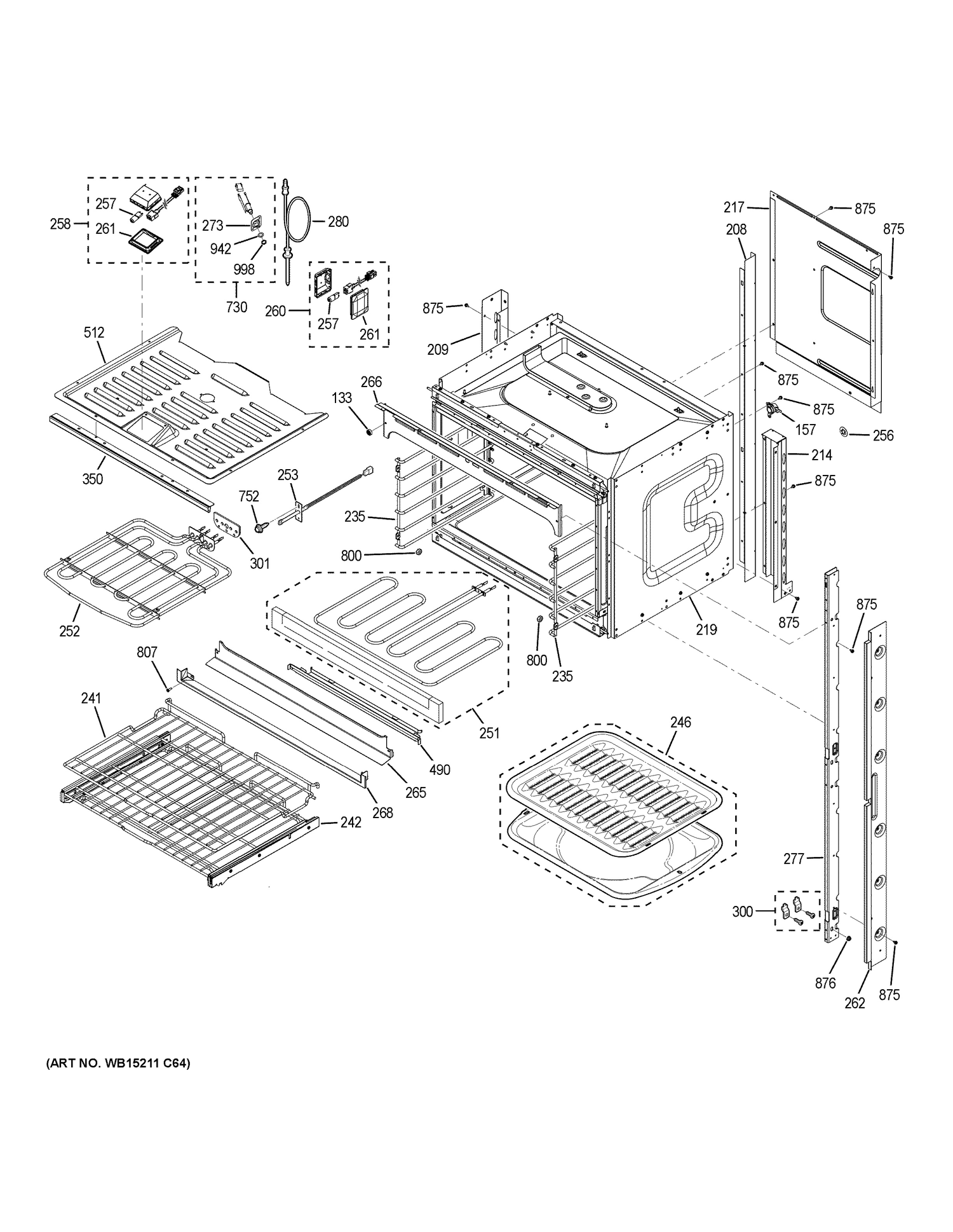 UPPER OVEN Diagram and Parts List for ZET9550SH3SS  General Electric Wall Oven