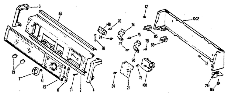 Backsplash Assembly Diagram and Parts List for DDE058DGAL  General Electric Dryer