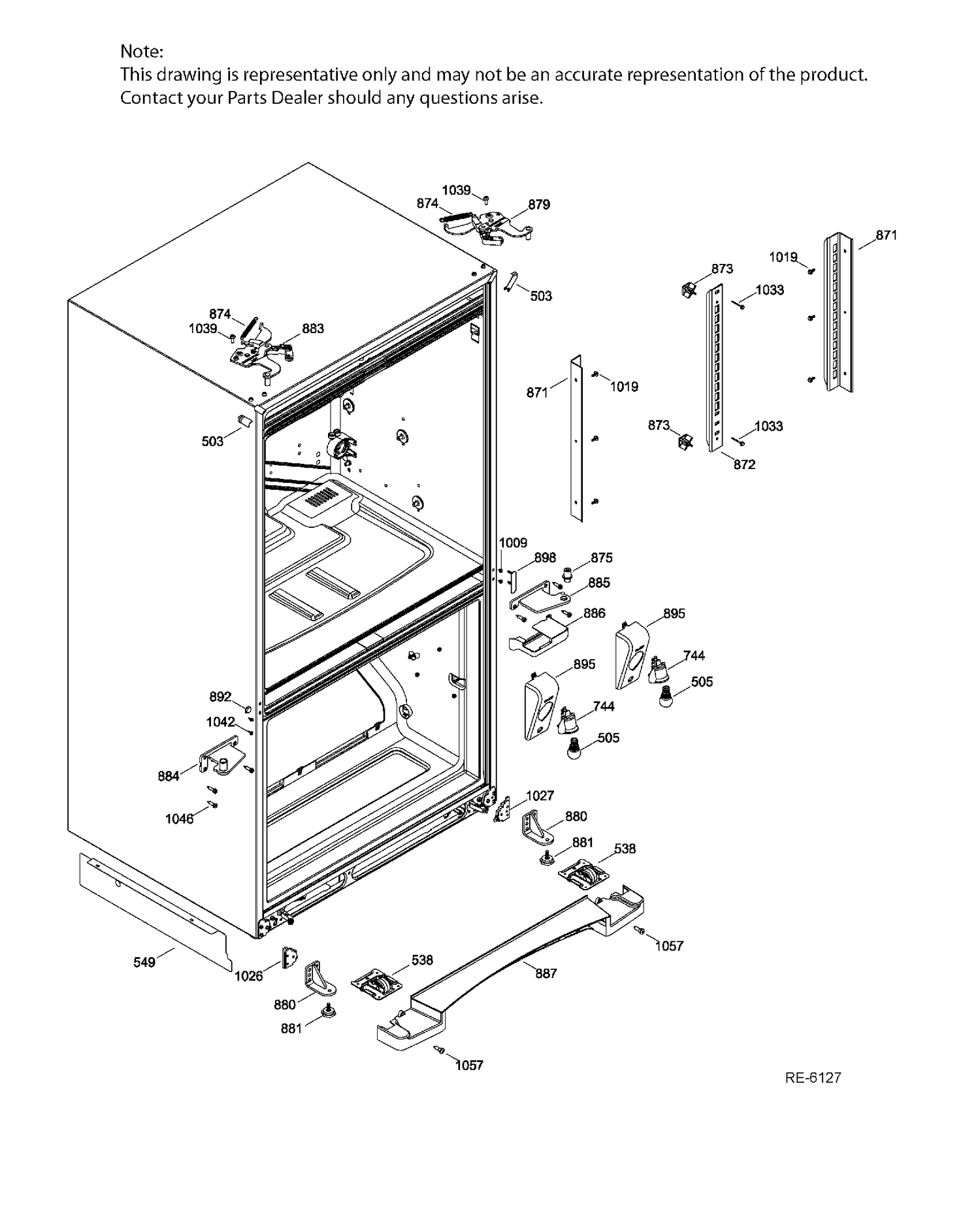 HINGE PARTS Diagram and Parts List for PNQ20KMHBFES  General Electric Refrigerator
