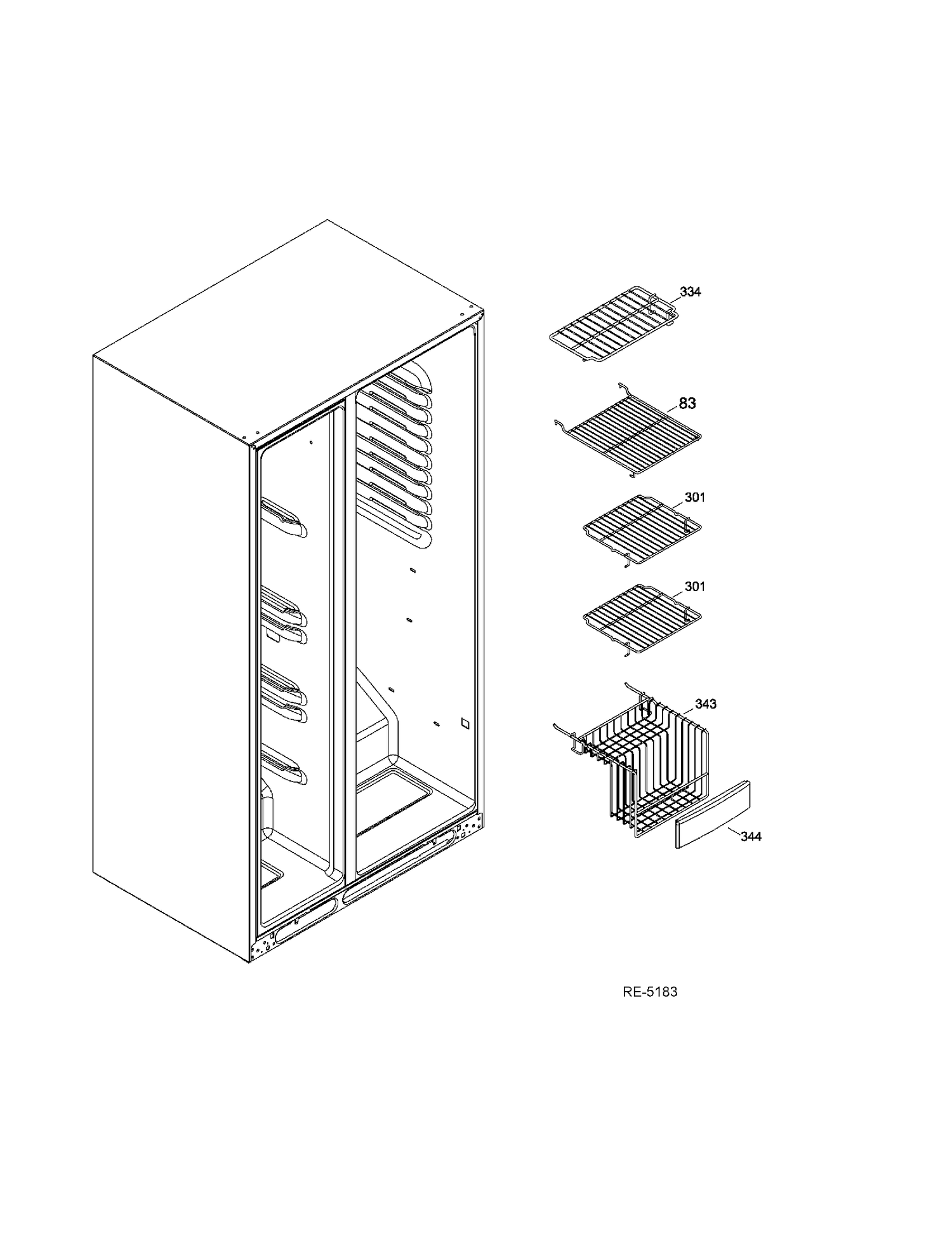 FZ SECTION BASKETS Diagram and Parts List for GSR23YBWKSS  General Electric Refrigerator
