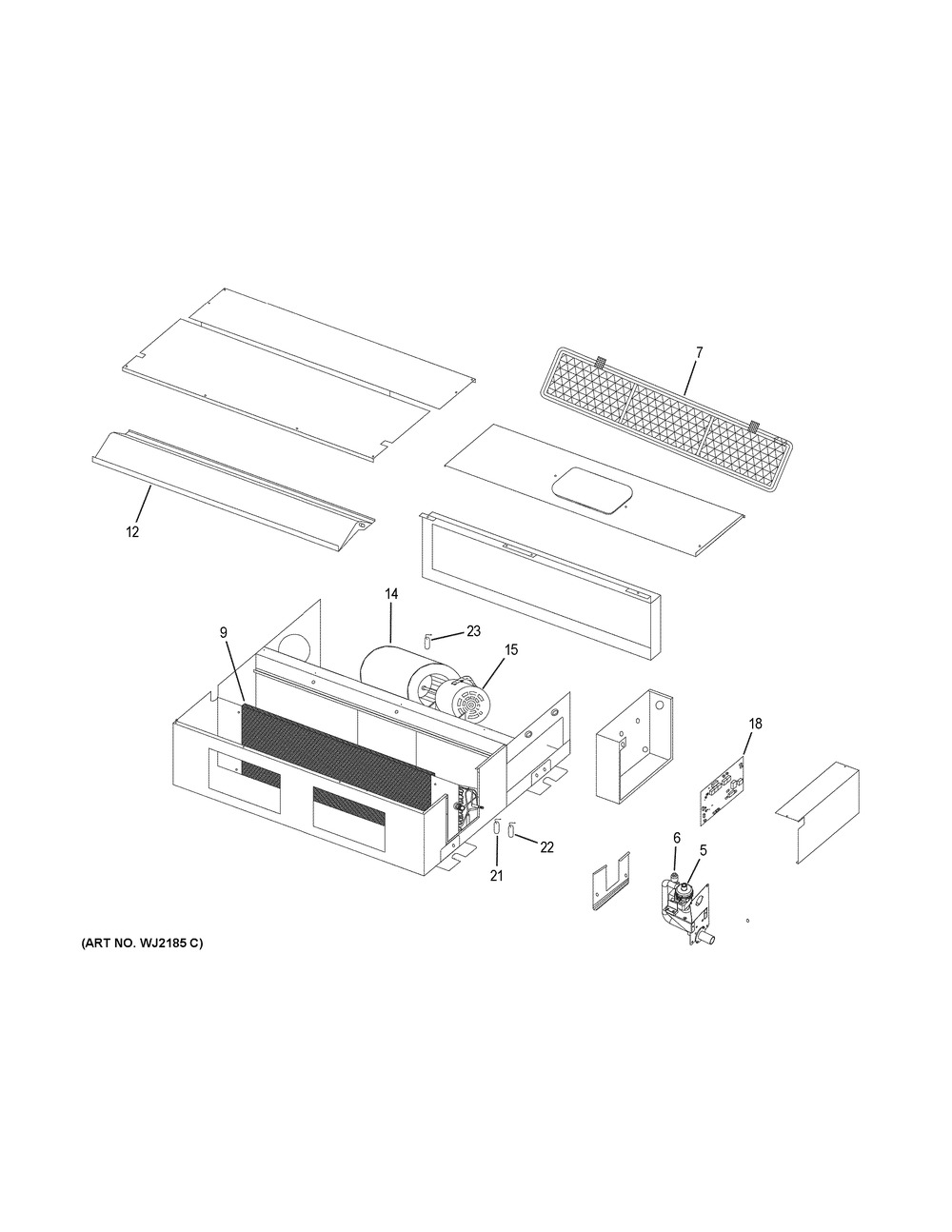 Room Air Conditioner Diagram and Parts List for MVAH012MV2AA  General Electric Air Conditioner