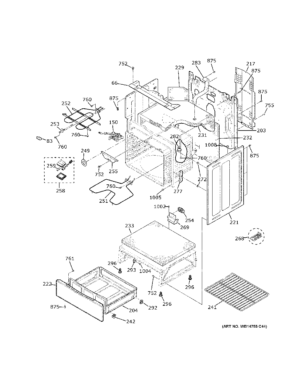 Body Parts Diagram and Parts List for JB645DK7BB  General Electric Range