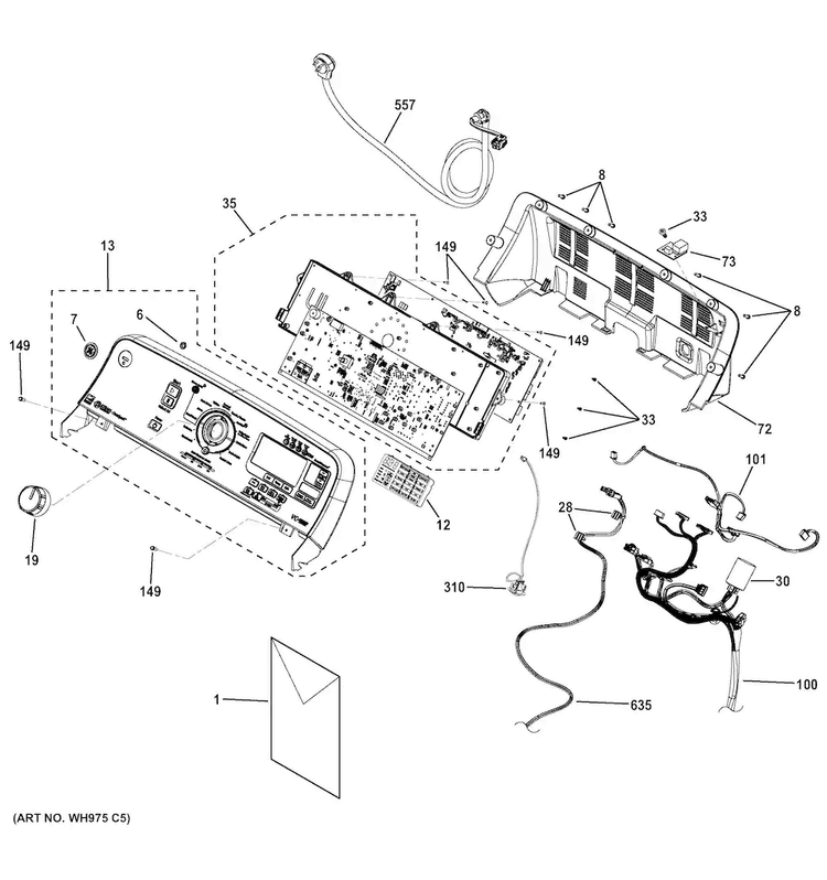 Controls & Backsplash Diagram and Parts List for GTW810SPJ1MC  General Electric Washer
