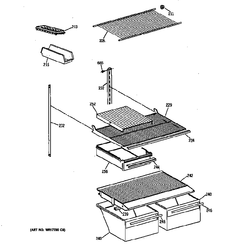 Shelf Parts Diagram and Parts List for CTX18EABQRWW  Hotpoint Refrigerator