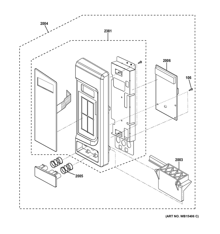 Control Parts Diagram and Parts List for JES1451DS2BB  General Electric Microwave