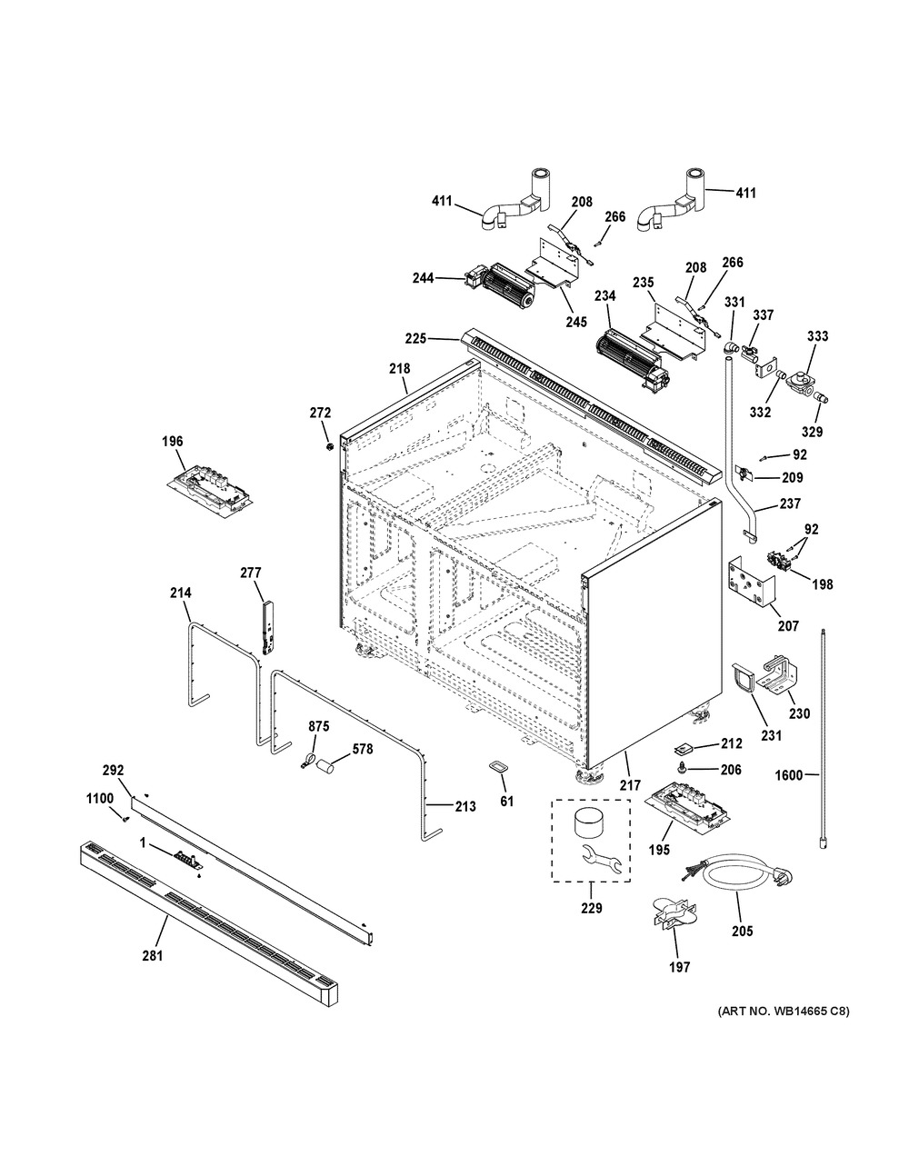 Body Parts Diagram and Parts List for C2Y486P2M1S1  General Electric Range