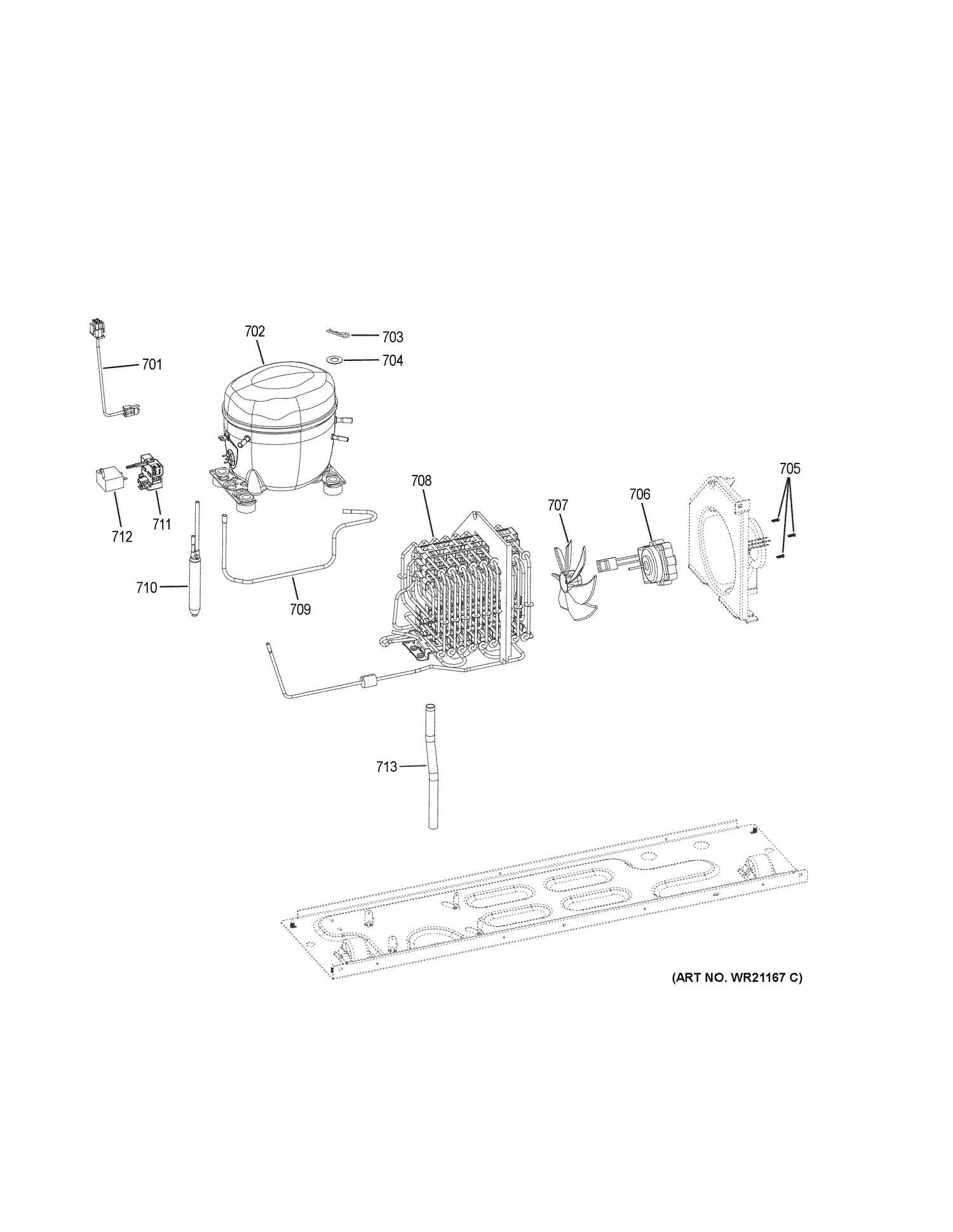 MACHINE COMPARTMENT Diagram and Parts List for G6S28TSLBSS  General Electric Refrigerator
