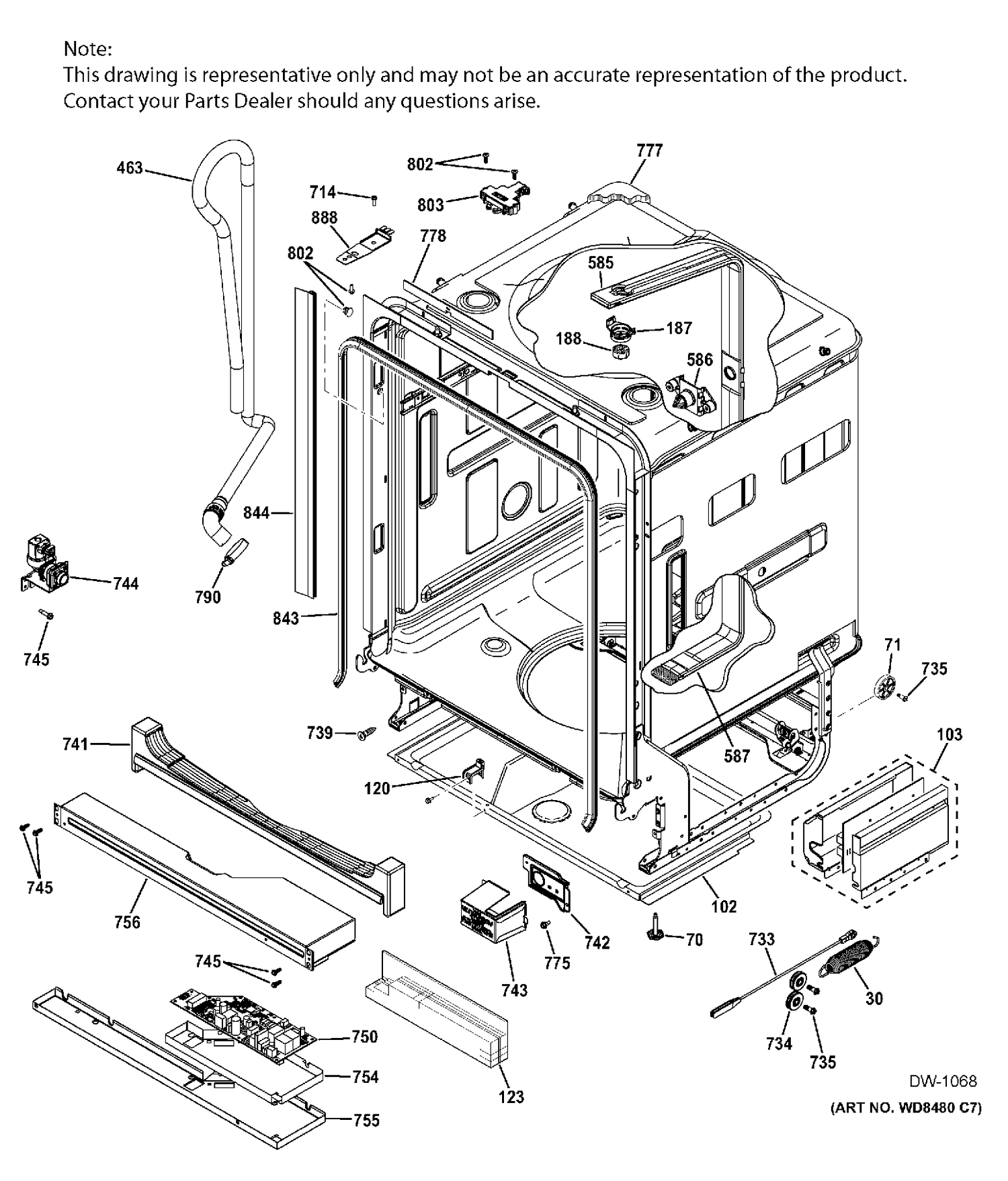 BODY PARTS 1 Diagram and Parts List for ZDT870SIF1II  General Electric Dishwasher