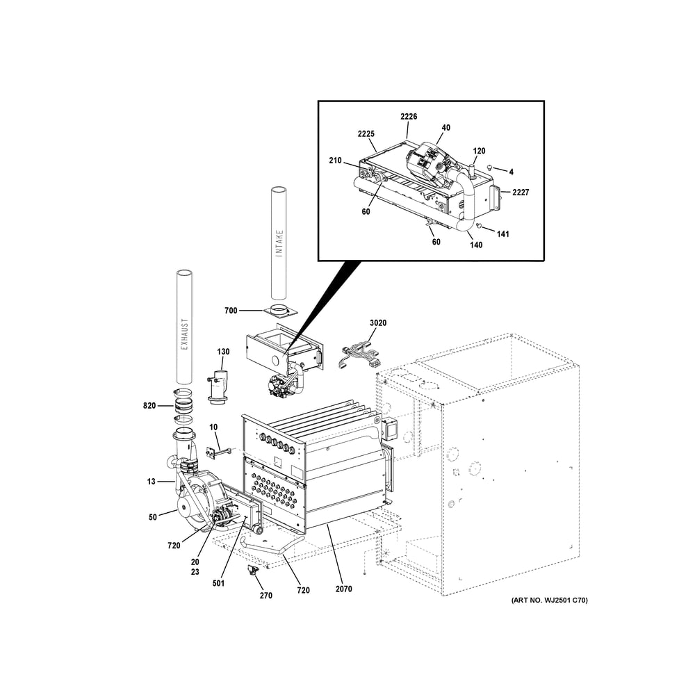 Cabinet (2) Diagram and Parts List for NF96U070S3BR0  General Electric Furnace