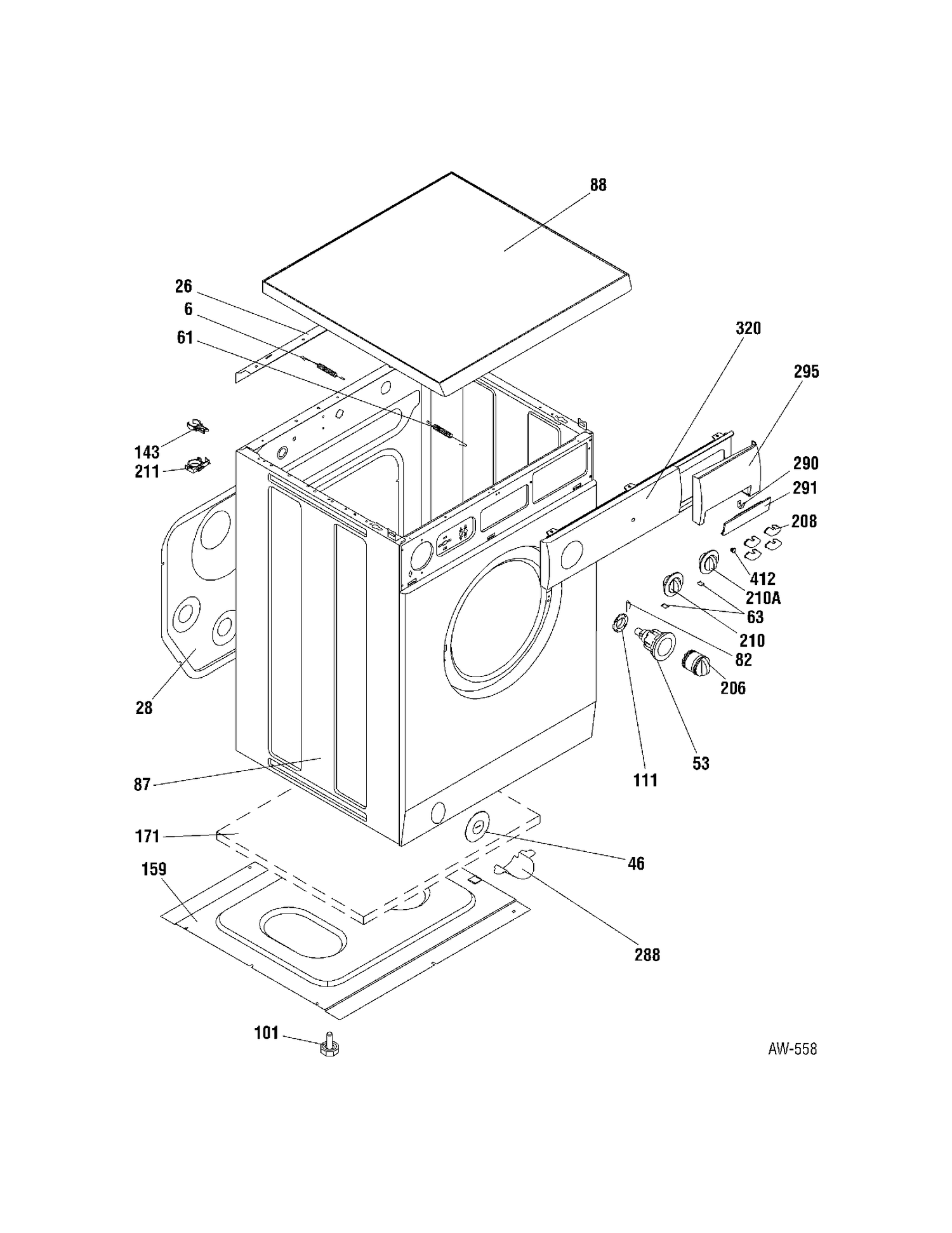 CABINET Diagram and Parts List for MCCH1120F0WW  General Electric Washer