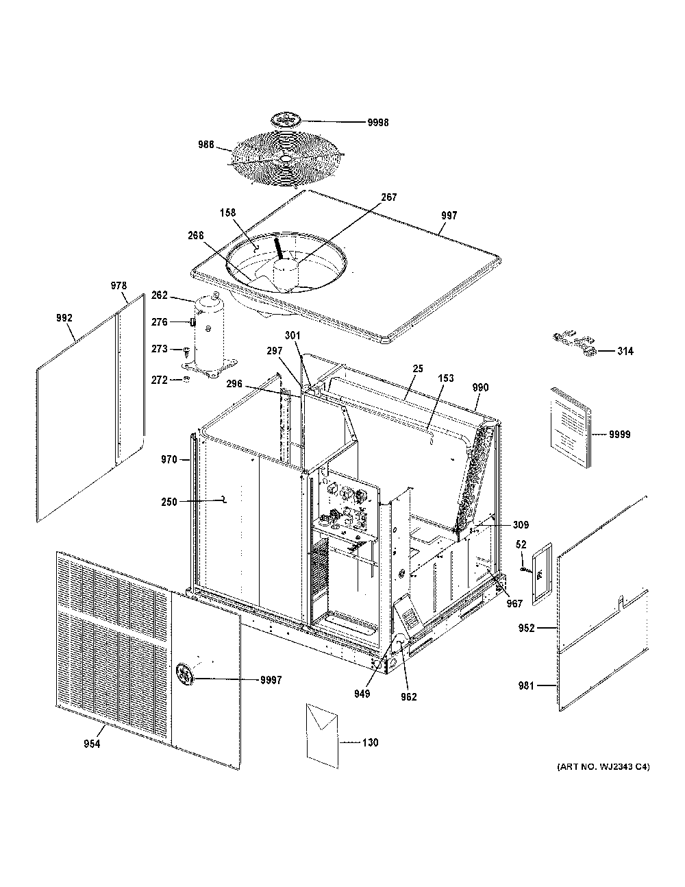 Body Parts Diagram and Parts List for NP14G24S07202  General Electric Air Conditioner